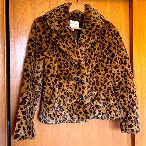 NWOT Banana Republic faux fur leopard coat sz sm
